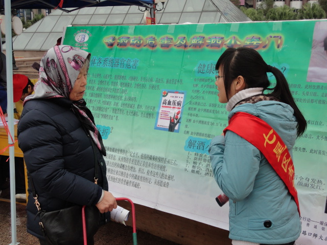 志愿者向现场市民宣传