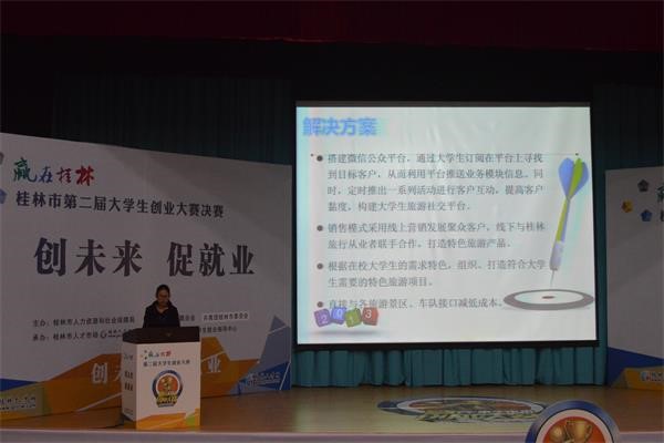 参赛团队代表正在对创业项目进行演说