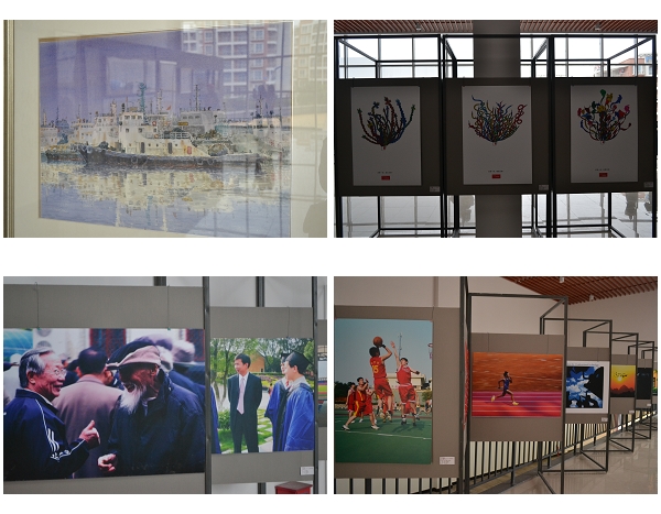 现场展出的书画、摄影作品