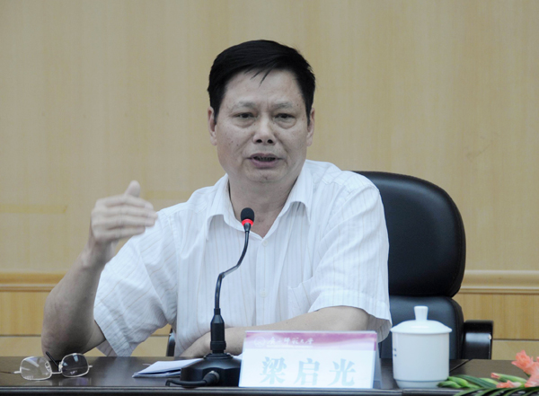 梁启光教授在做报告。