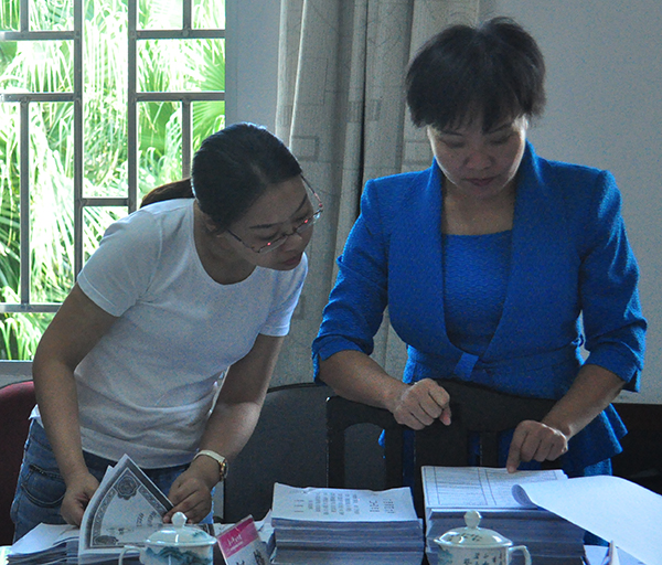 检查组正在检查资料