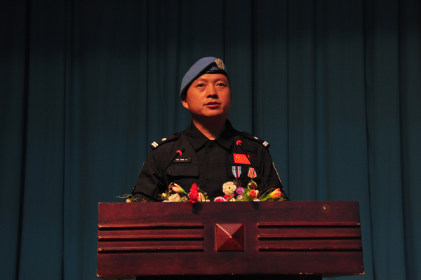 警队代表讲话（大学生通讯社 张良波摄）