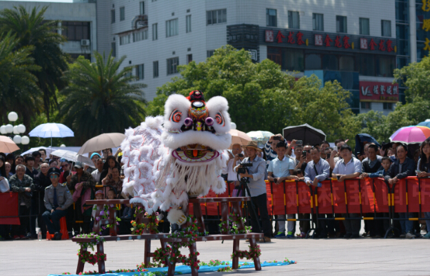 我校龙狮队在比赛现场