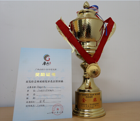 所获金奖奖杯与证书