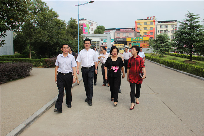 自治区高工委书记、教育厅厅长秦斌（左二）在党委书记王枬（右二）、学院领导陪同下参观校园