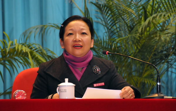 王枬书记代表学校领导班子作2010年度述职报告和2010年度干部选拔任用工作报告