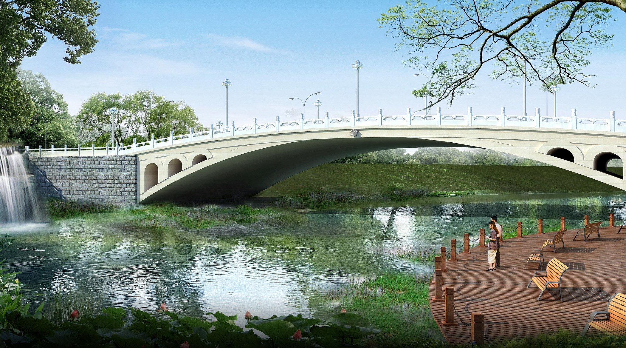 校前区拱桥效果图