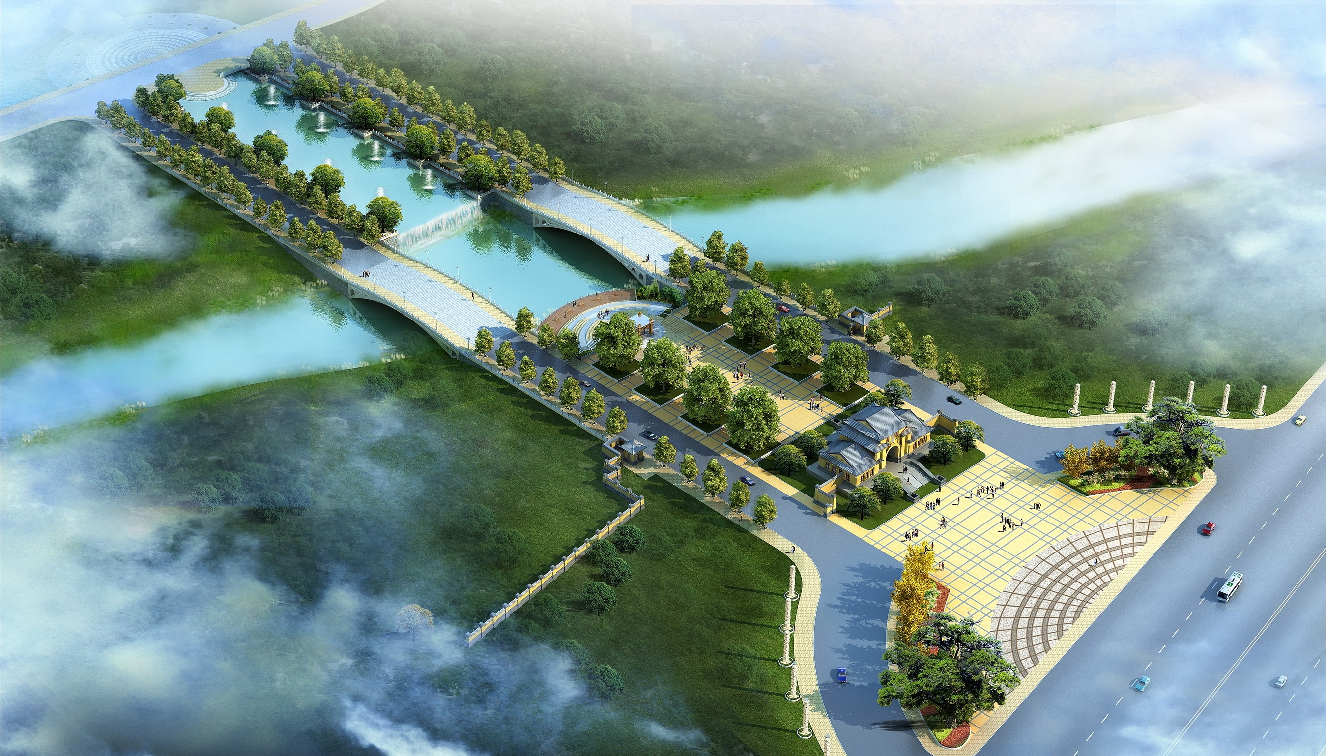 校前区鸟瞰效果图(本组图片由雁山校区建设办供图)